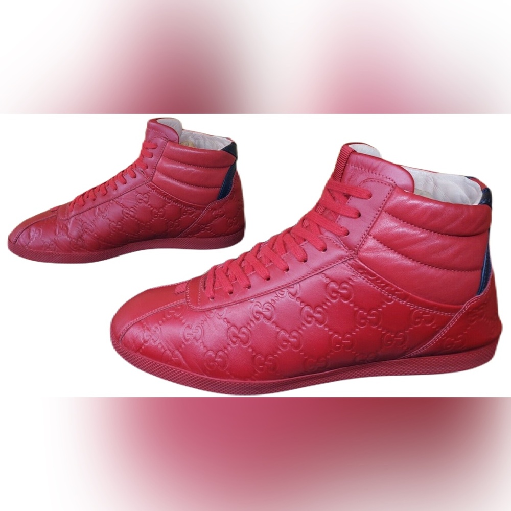 Gucci Men's Red High Top Sneakers Size 8.5 - Picture 13 of 14